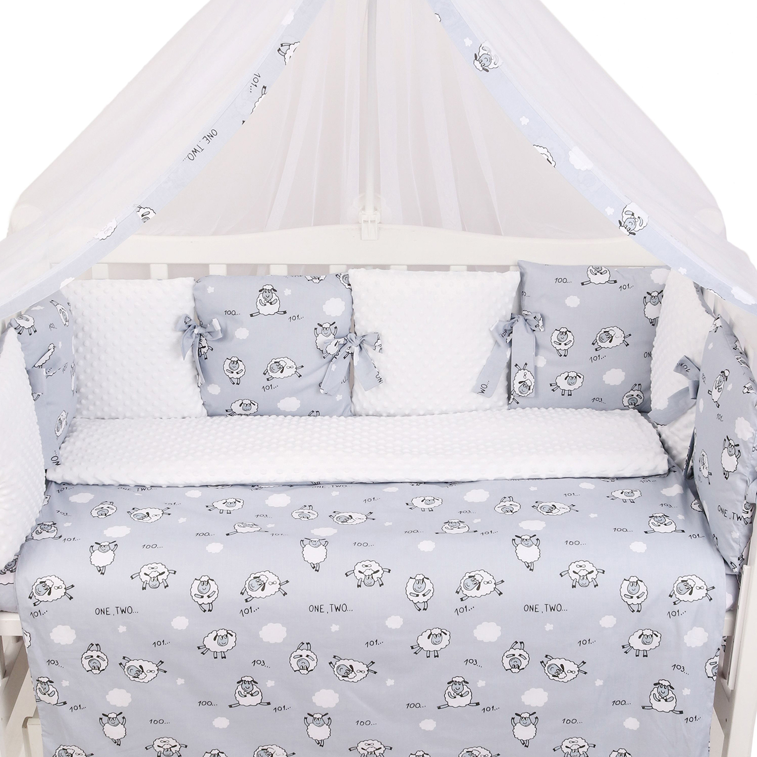 Комплект постельного белья Amarobaby Exclusive Soft Collection 101 Барашек 7предметов Серый - фото 6