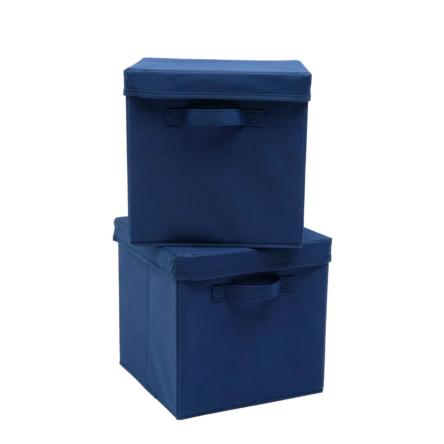 Набор складных коробок Home One для хранения 30 на 30 на 30см 2шт крышка в комплекте синий - фото 1