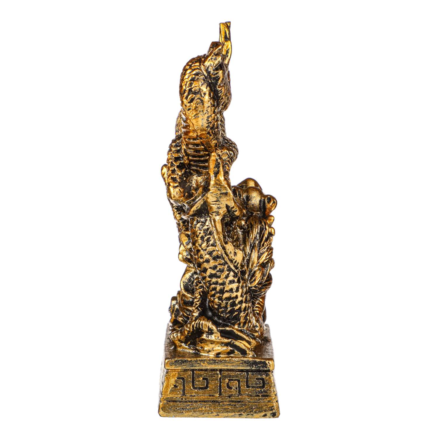 Сувенир Сноубум Китайский дракон на постаменте с эффектом состаренная бронза - фото 3
