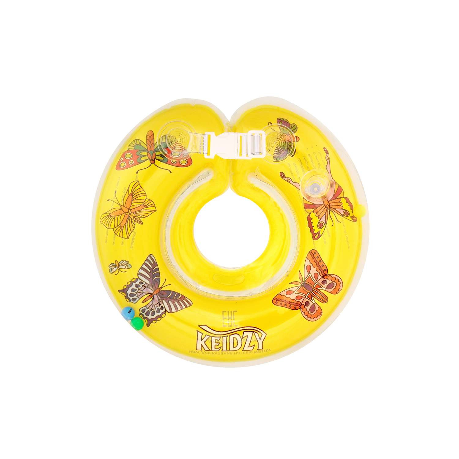 Круг на шею Keidzy для купания малышей желтый бабочки - фото 1