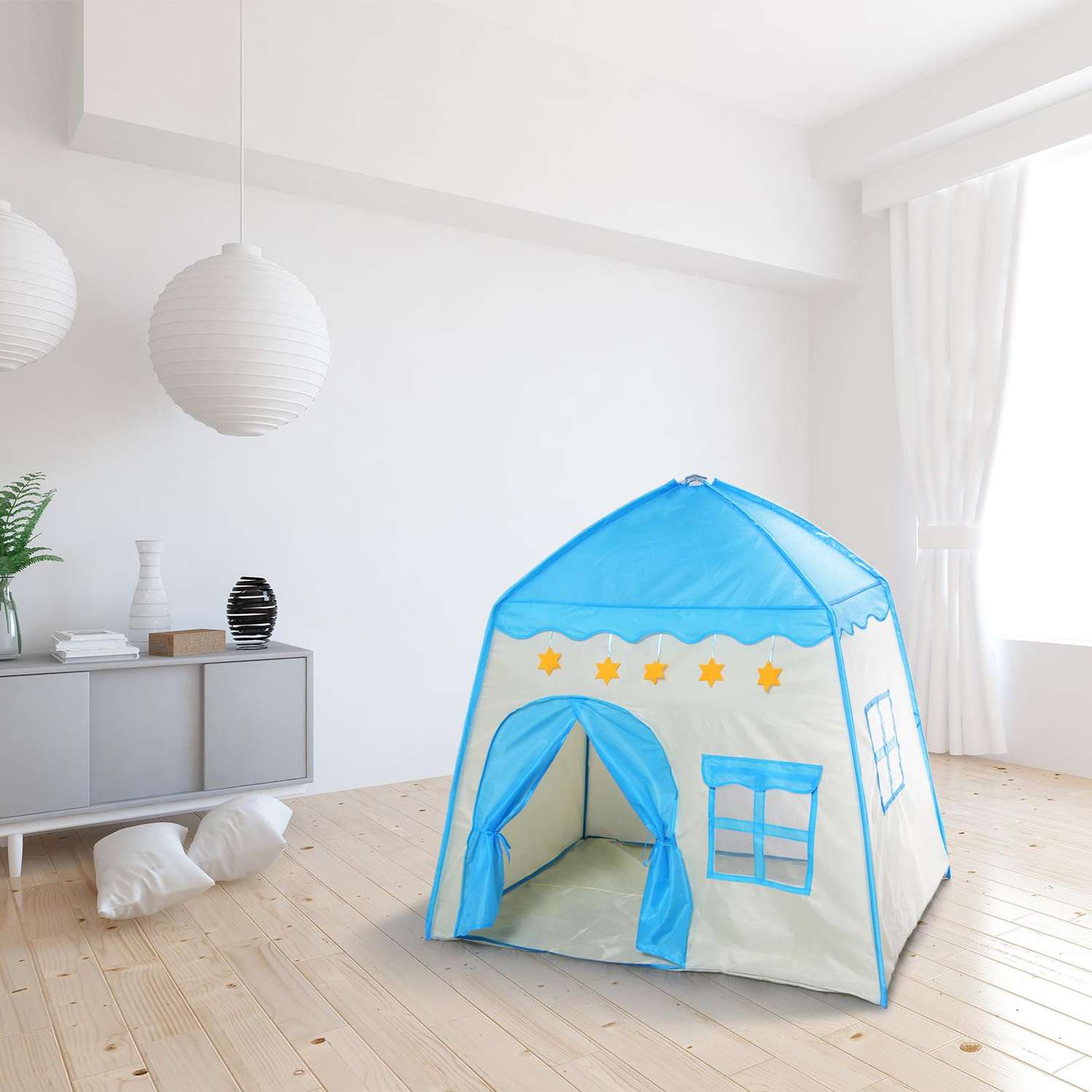 Палатка Zabiaka детская игровая «Домик» голубой 130×100×130 см - фото 1