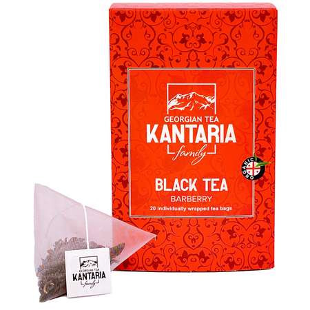 Грузинский черный чай KANTARIA с барбарисом в пирамидках 20 шт