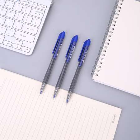Ручка шариковая Deli Arrowд автоматическая 07мм Синяя