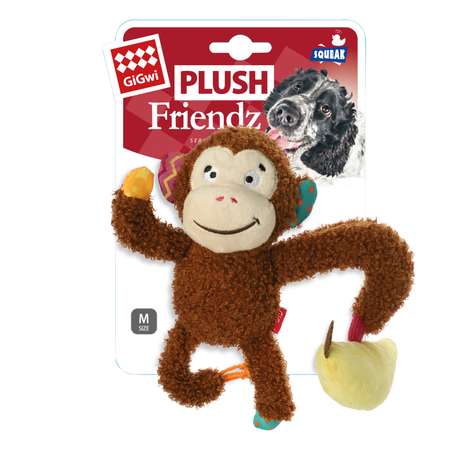 Игрушка для собак GiGwi Plush Friendz Обезьянка с бананом 21см