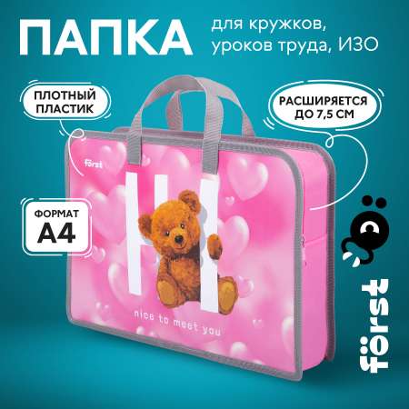 Папка школьная Forst А4 Hi Bear 340*245*75мм на молнии