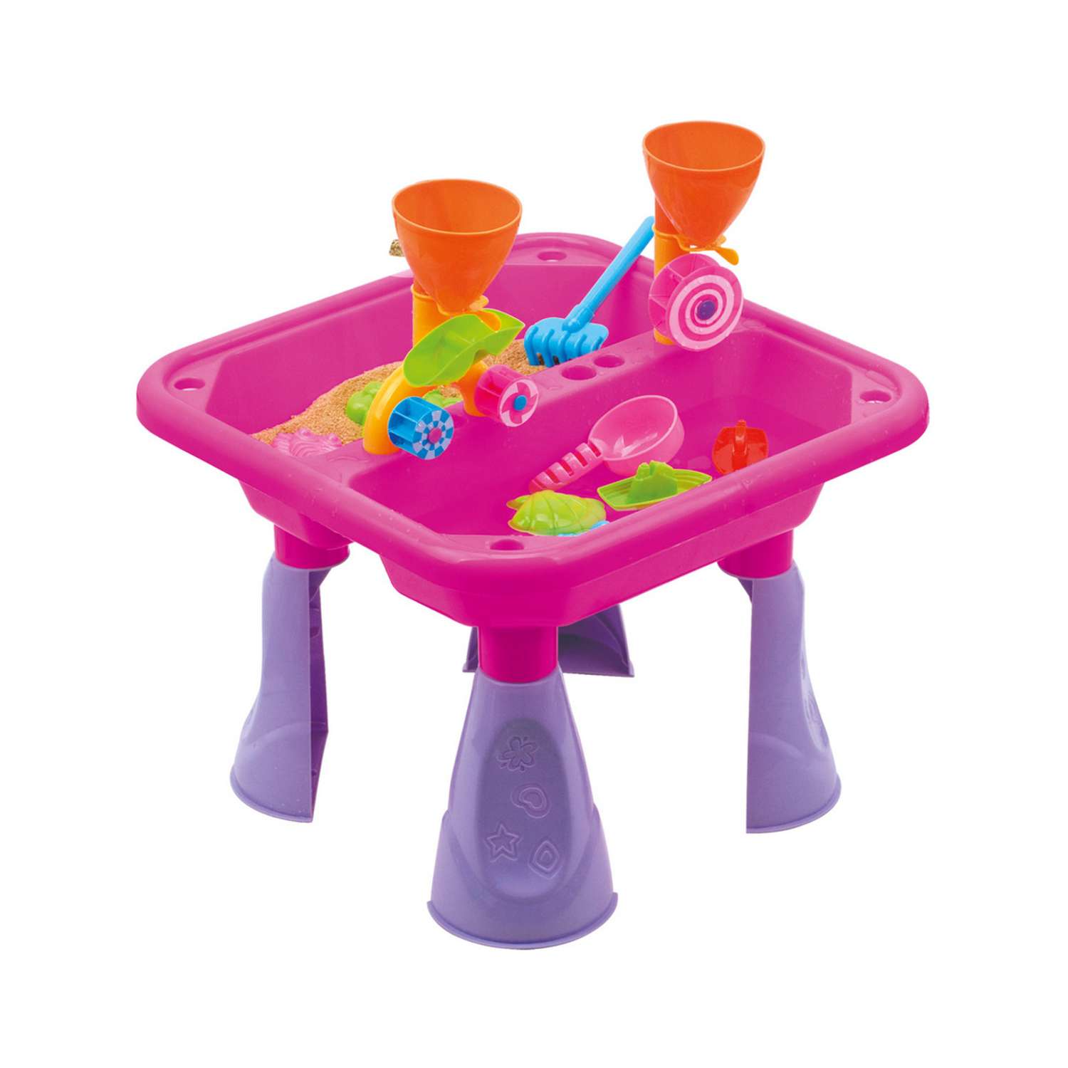 Cтол для игр с песком и водой Hualian Toys Водяные мельницы 47х47х35 см розовый - фото 2