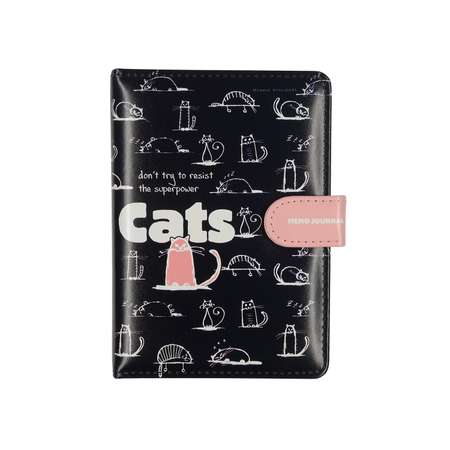 Записная книжка с хлястиком Bruno Visconti Memo Journal Cats блок с иллюстрациями 128 листов А5