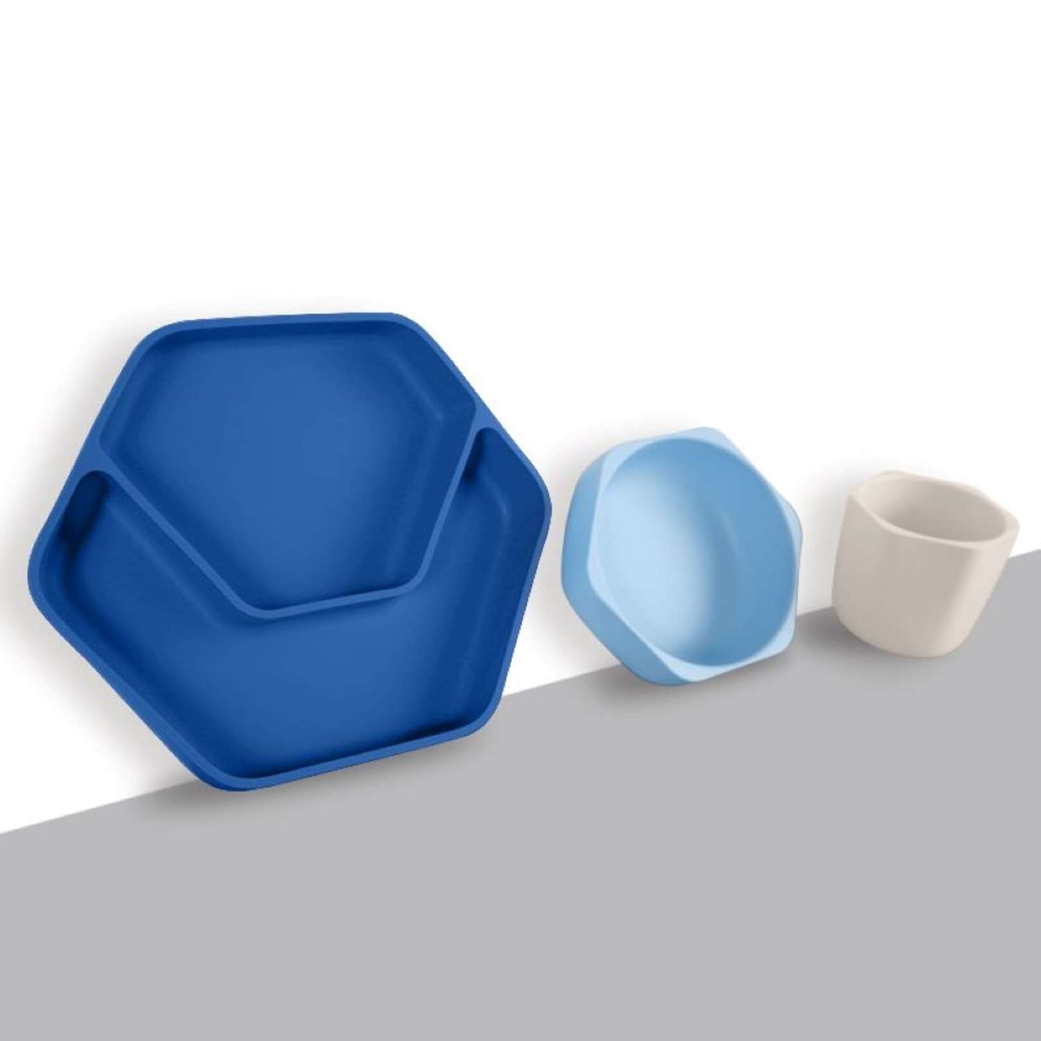 Набор детской посуды HEORSHE Toddler Feeding Set от 6 месяцев силиконовый синий - фото 2