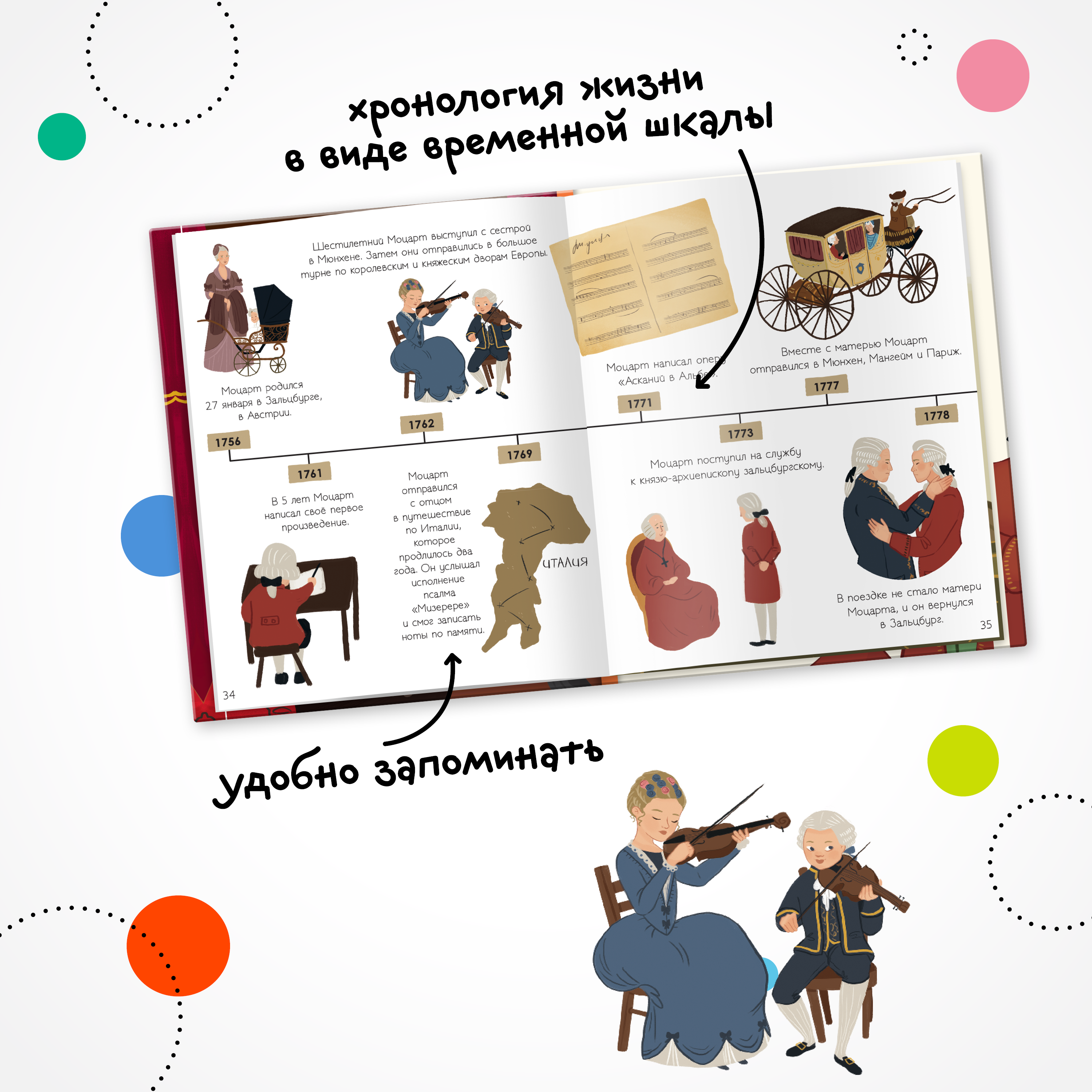 Книга МОЗАИКА kids История моей жизни Моцарт - фото 8
