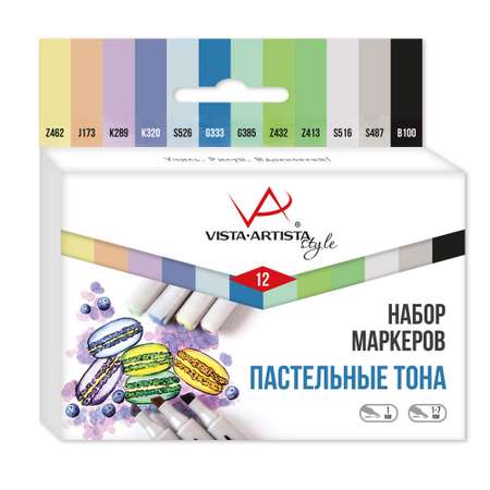 Набор маркеров VISTA-ARTISTA Style на спиртовой основе SMA-12 12 цветов 01 - Пастельные тона