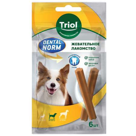 Лакомство для собак Triol 150г Dental norm средних пород Палочки жевательные 6шт