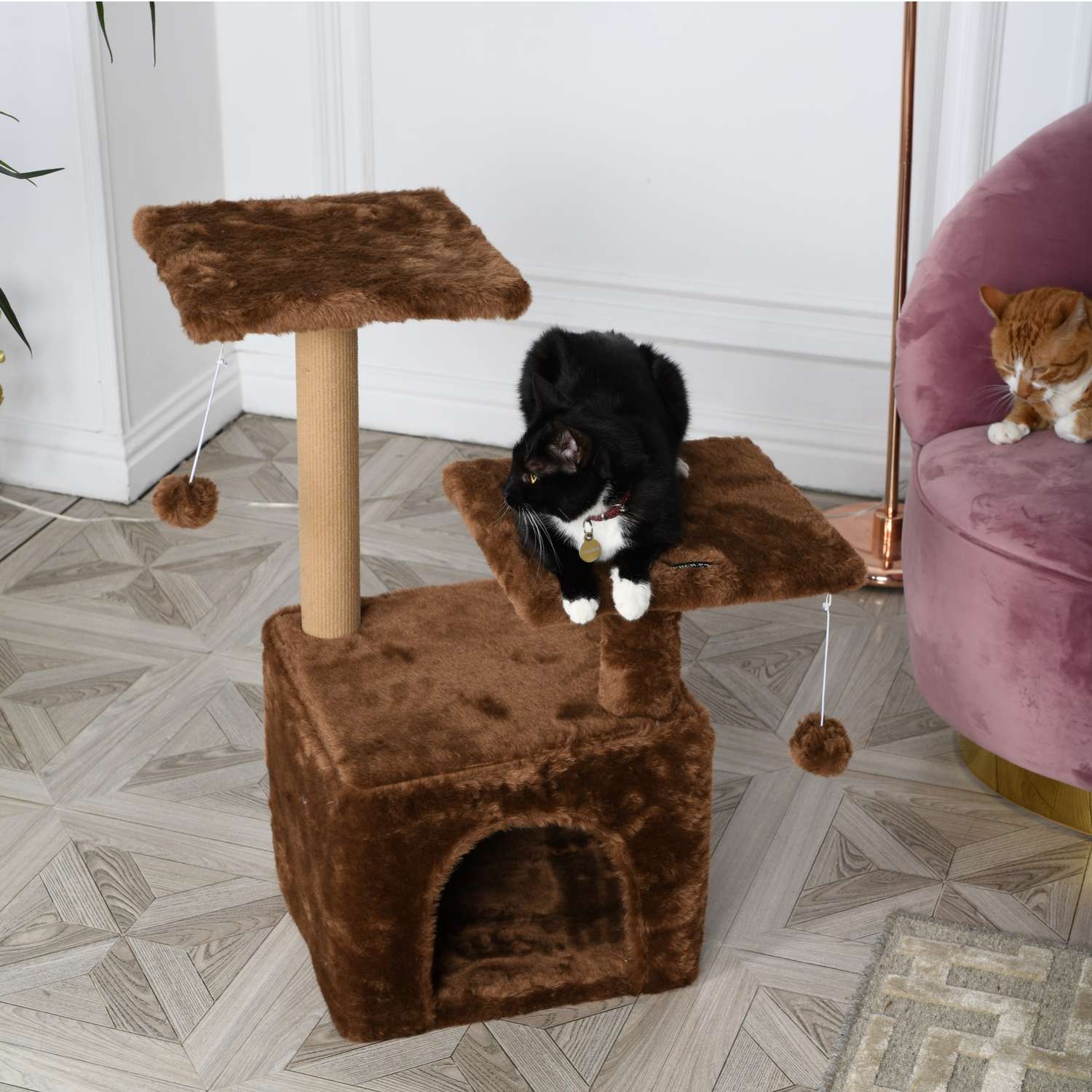 Когтеточка для кошек домик БРИСИ Коричневый - фото 1