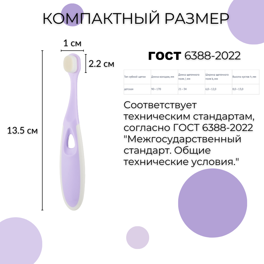 Ультра мягкая зубная щетка Чистый Зуб для детей с 0 лет 10000 щетинок фиолетовый - фото 15