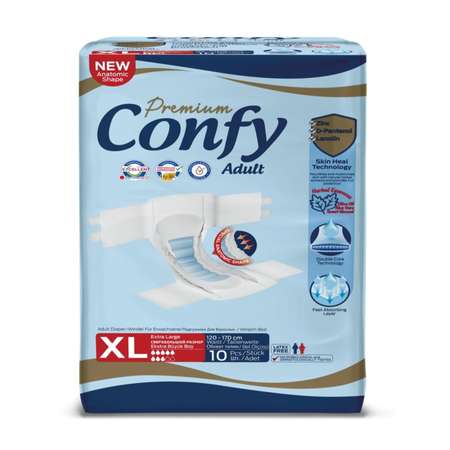 Подгузники для взрослых CONFY Adult Premium XL10 размер XL талия 120-170 см 10 шт