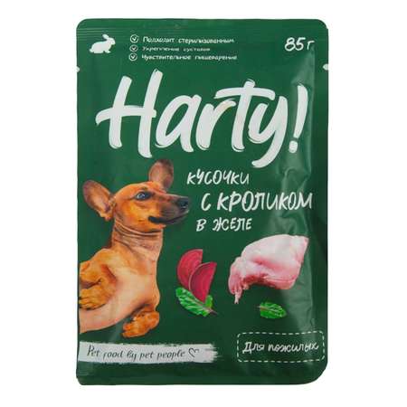 Корм для собак Harty 85г для чувствительного пищеварения кусочки с кроликом в желе
