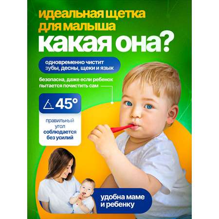 Детская зубная щетка Mega Ten kids sonic Step 1 0-2г. Коралловый