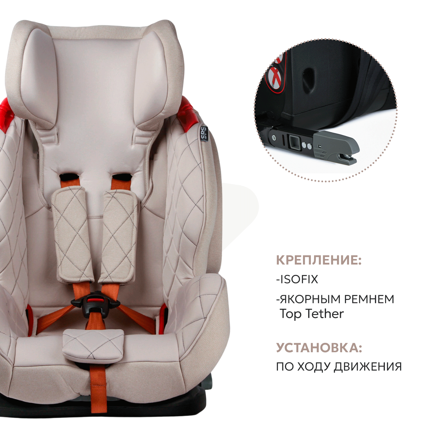 Автокресло Olsson Voyager Fix Beige Sport Isofix 1/2/3 (9-36 кг) - фото 4