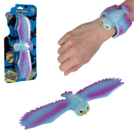 Фигурка-браслет 1TOY Flexi Wings 2 в 1 Супертянучка и Слэп-браслет в виде совы голубой