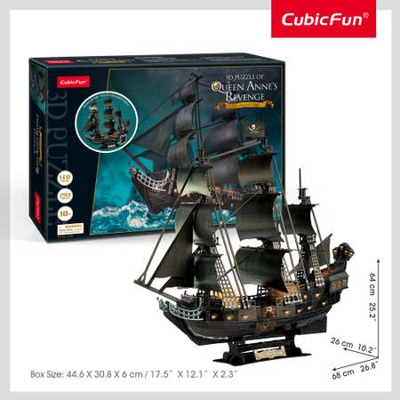 Пазл 3D CubicFun Корабль Месть королевы Анны 293 детали