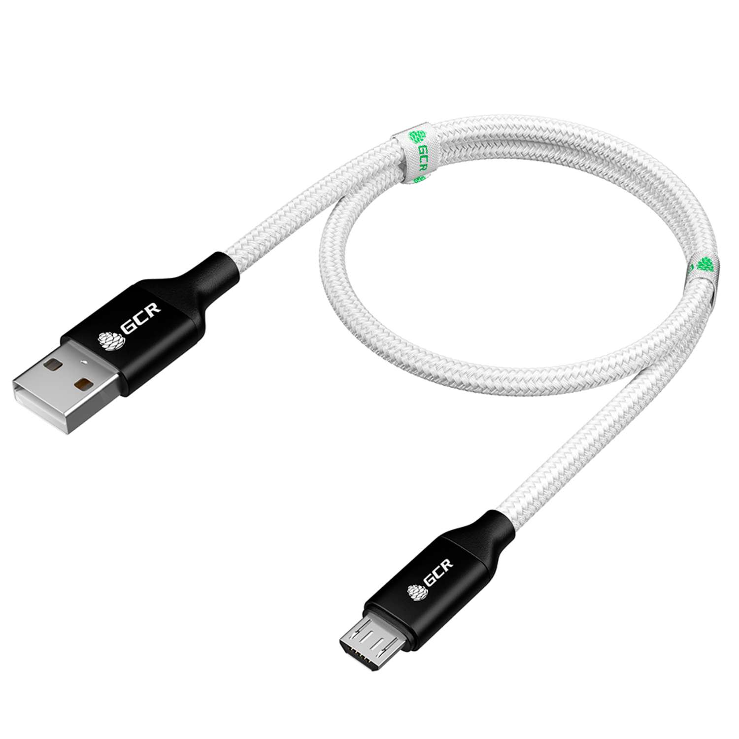 Кабель USB GCR 1.2m MicroUSB в белой нейлоновой оплетке GCR-53629 - фото 1