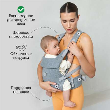 Эргорюкзак Amarobaby Snuggle серый