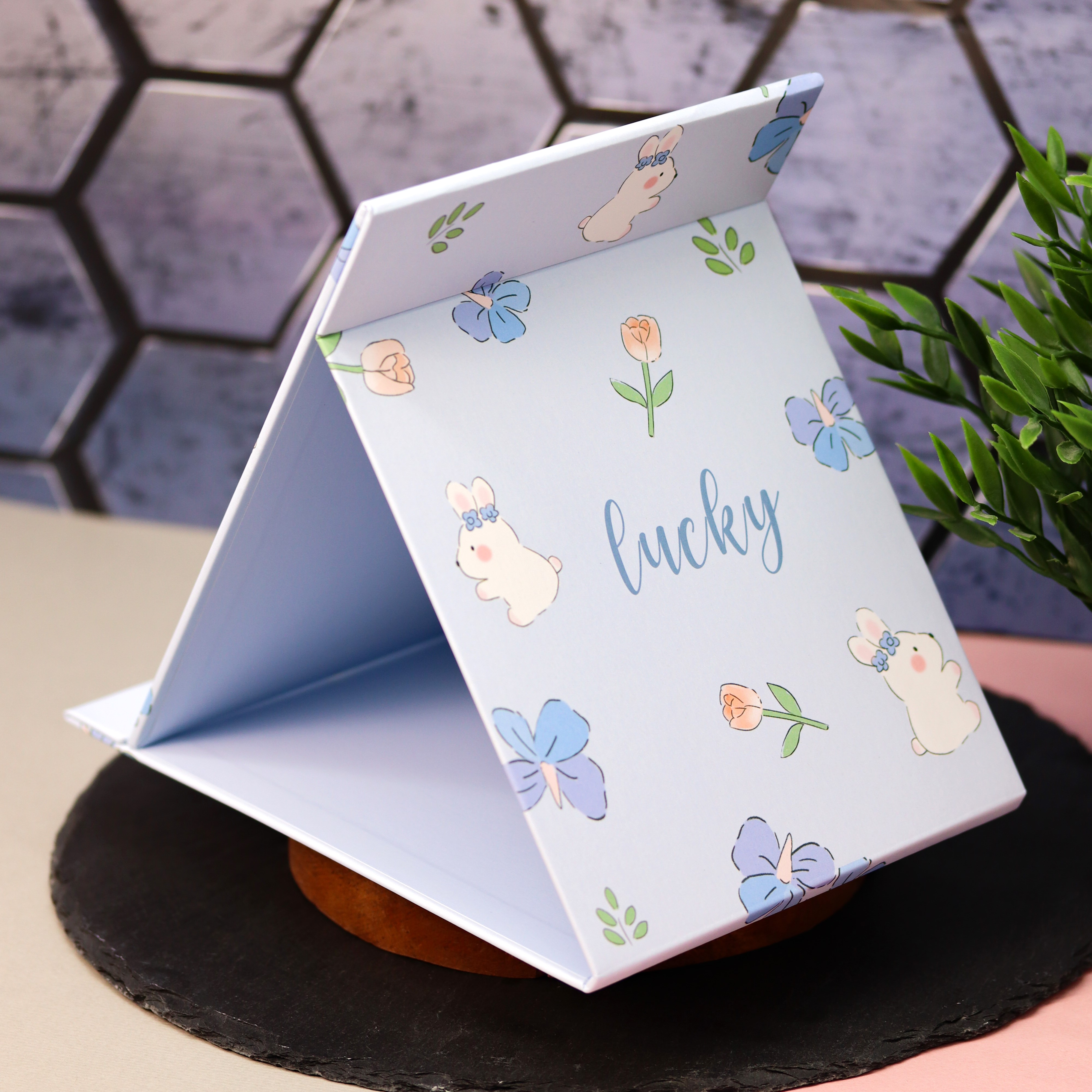 Зеркало настольное для макияжа iLikeGift Lucky bunny blue - фото 2