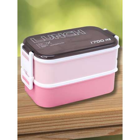 Ланч-бокс контейнер для еды iLikeGift New style pink с приборами