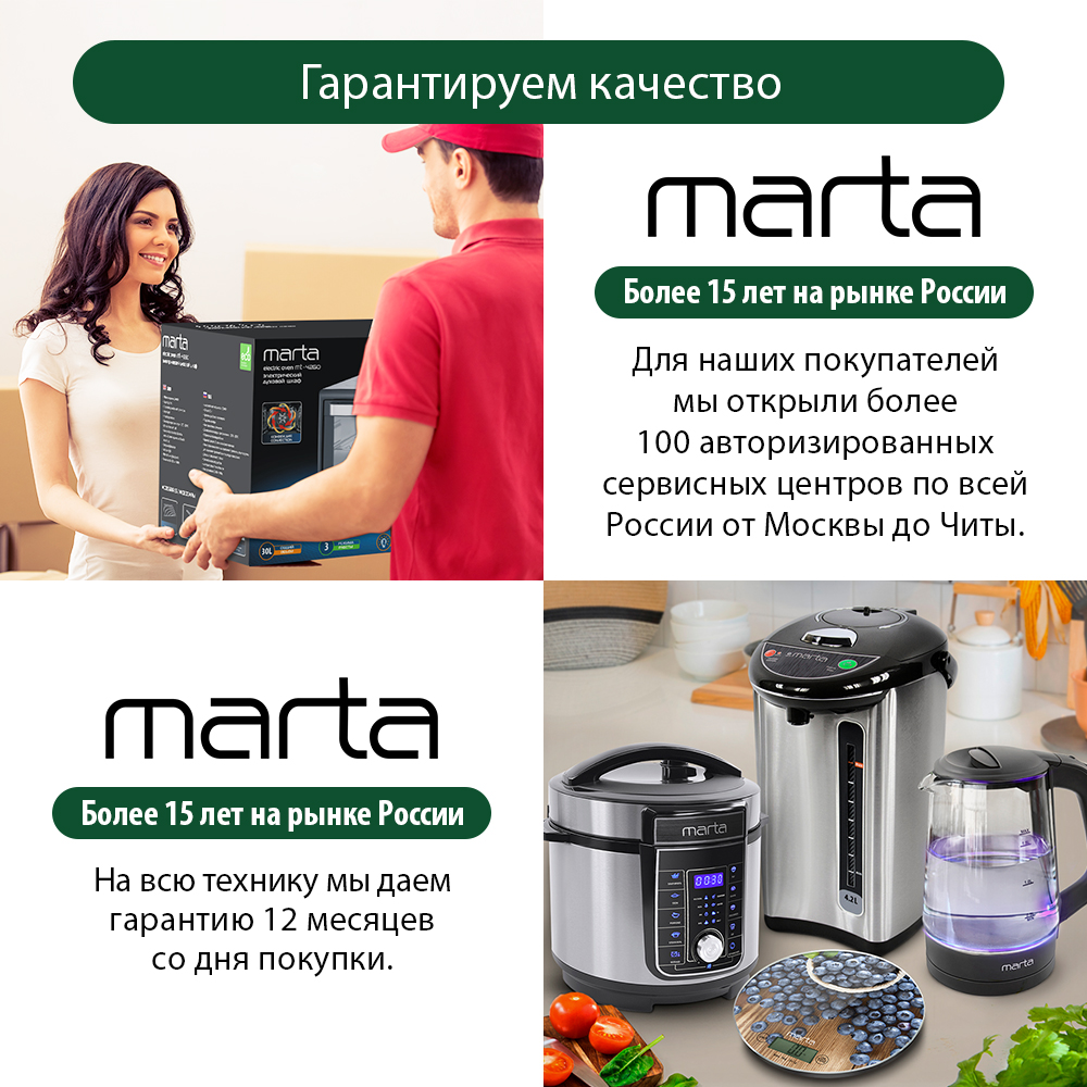 Кофеварка MARTA MT-2116 белый жемчуг - фото 17