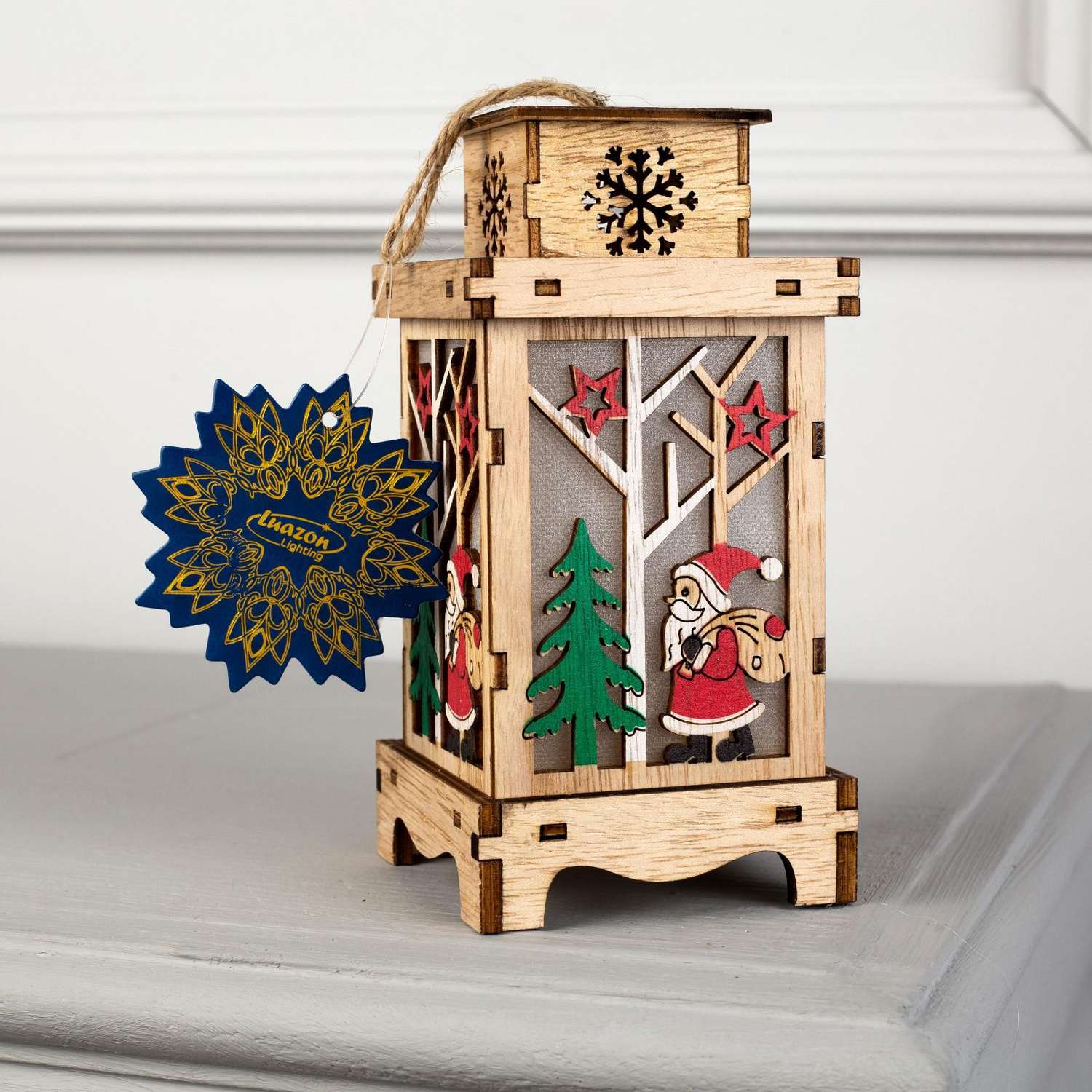 Ёлочная игрушка Sima-Land «Фонарь с Дедом Морозом» от батареек свечение тёплое белое - фото 4