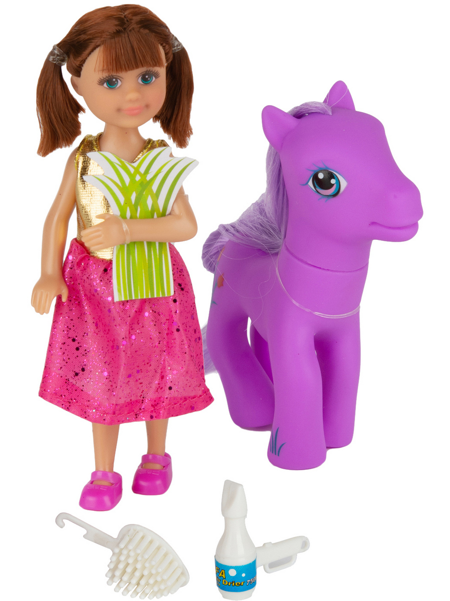 Кукла Defa Lucy Уход за лошадкой 15 см фиолетовый 8303 //фиолетовый - фото 1