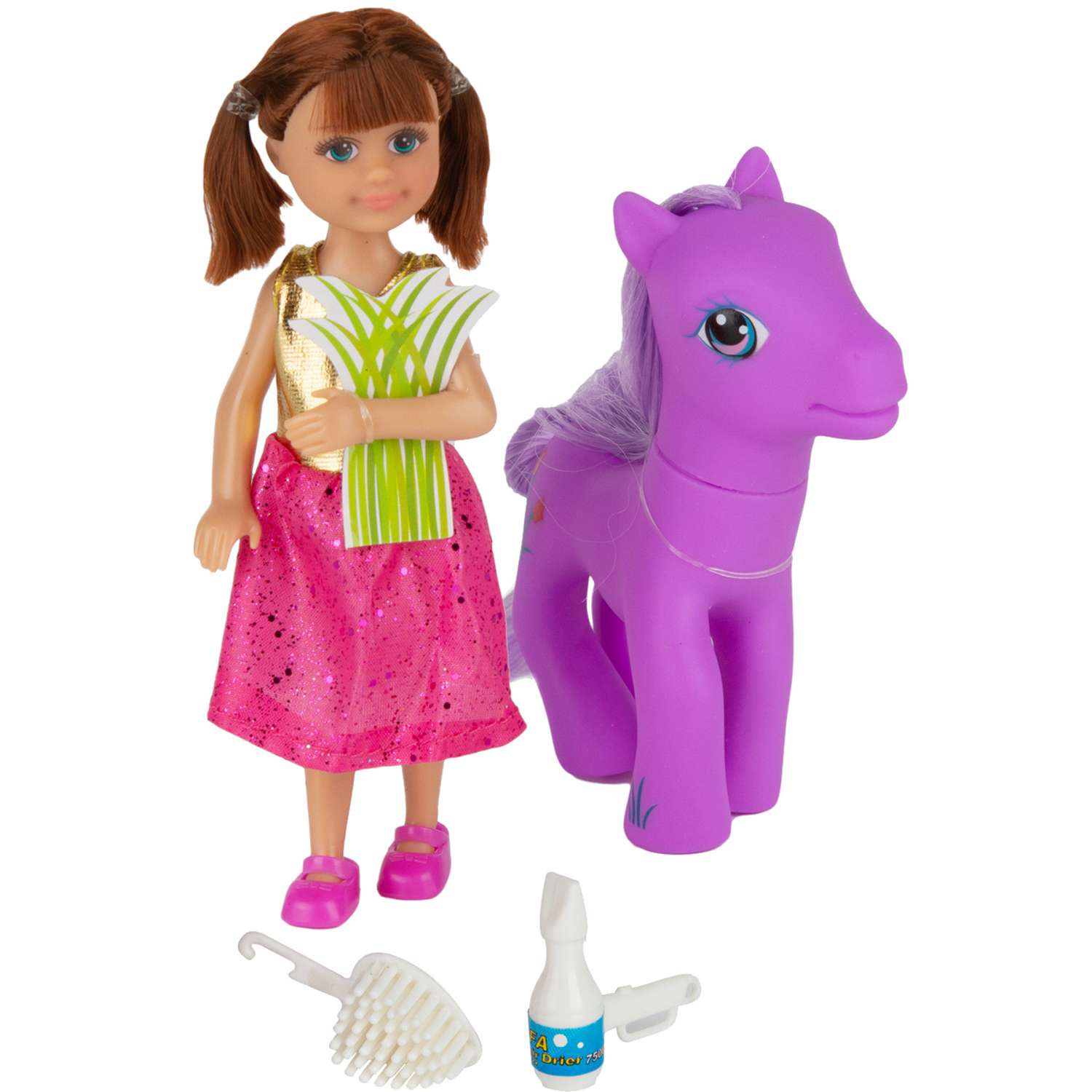 Кукла Defa Lucy Уход за лошадкой 15 см фиолетовый 8303 //фиолетовый - фото 1