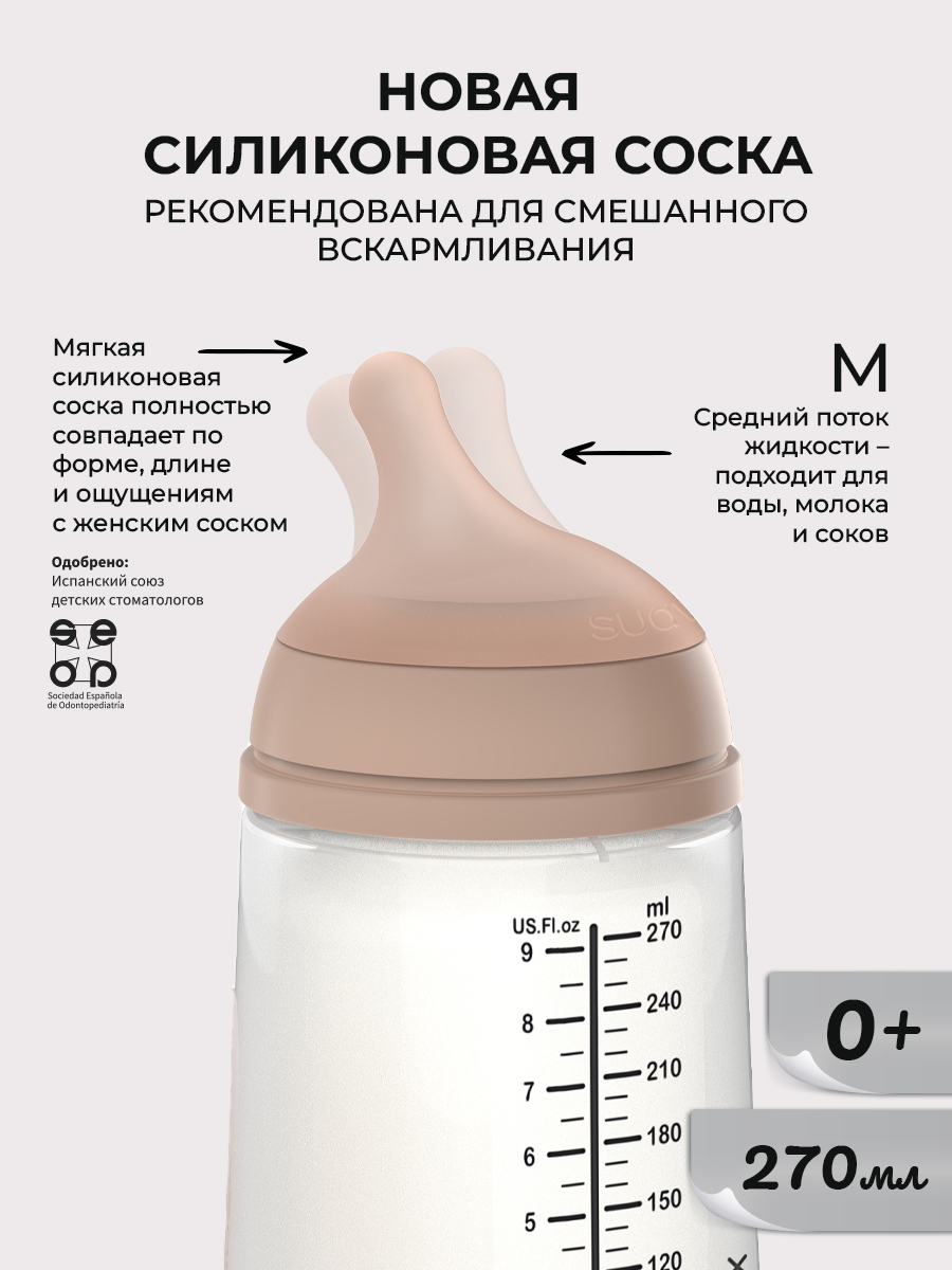 Бутылочка для кормления Suavinex ZeroZero средний поток - фото 3