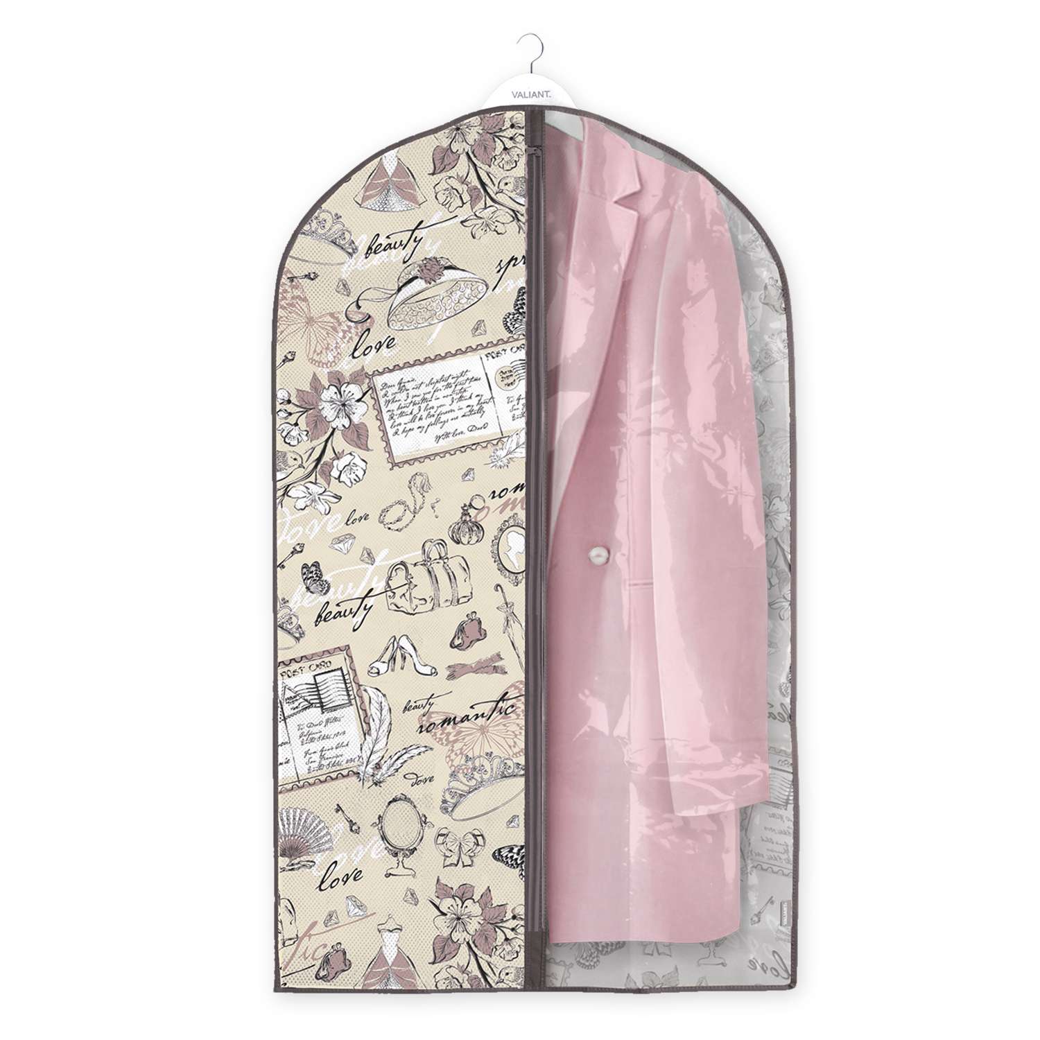 Чехол для одежды VALIANT с прозрачной вставкой малый 60х100 см Romantic - фото 2