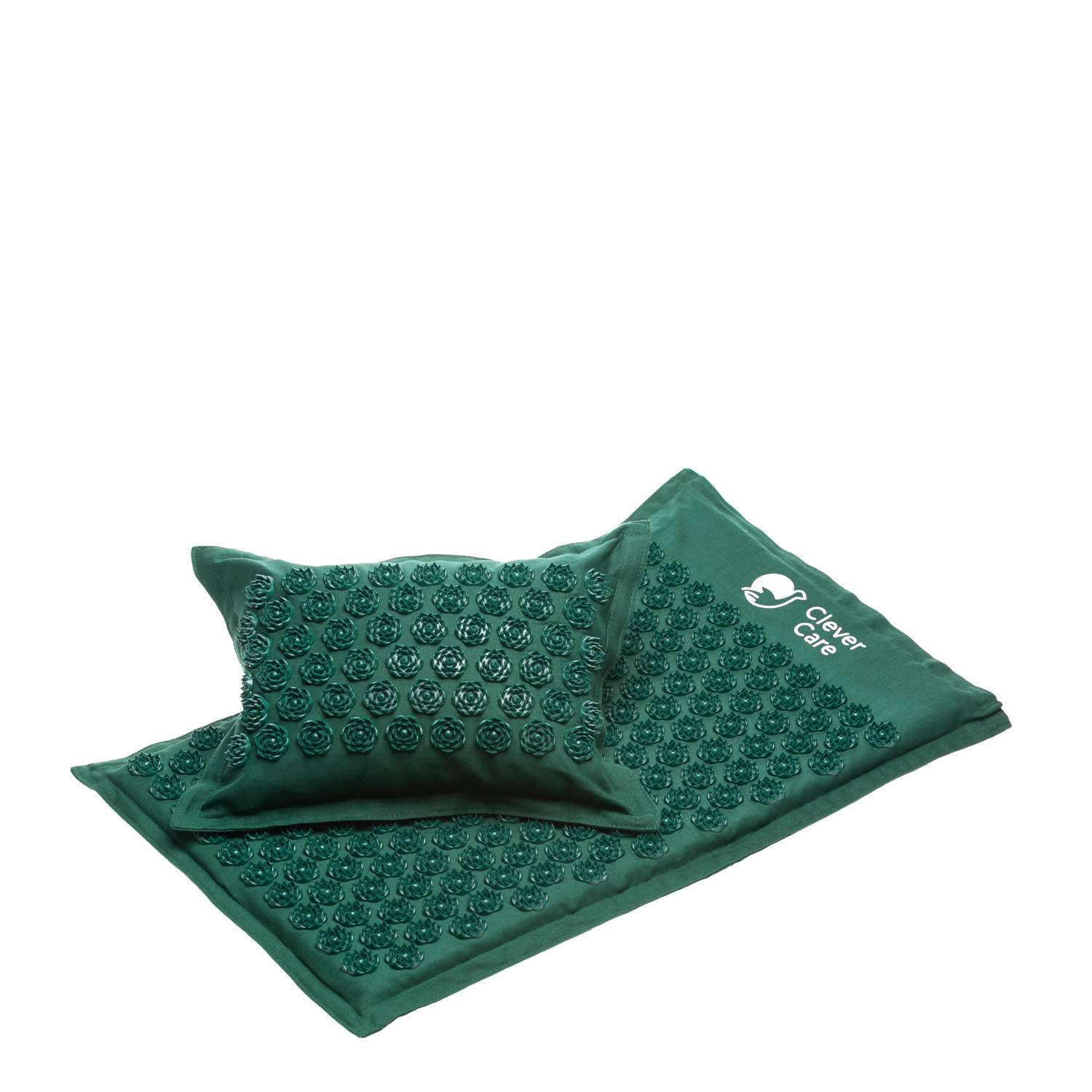 Набор: коврик и подушка CleverCare акупунктурные с сумкой для хранения и переноски цвет зеленый с зеленым - фото 2