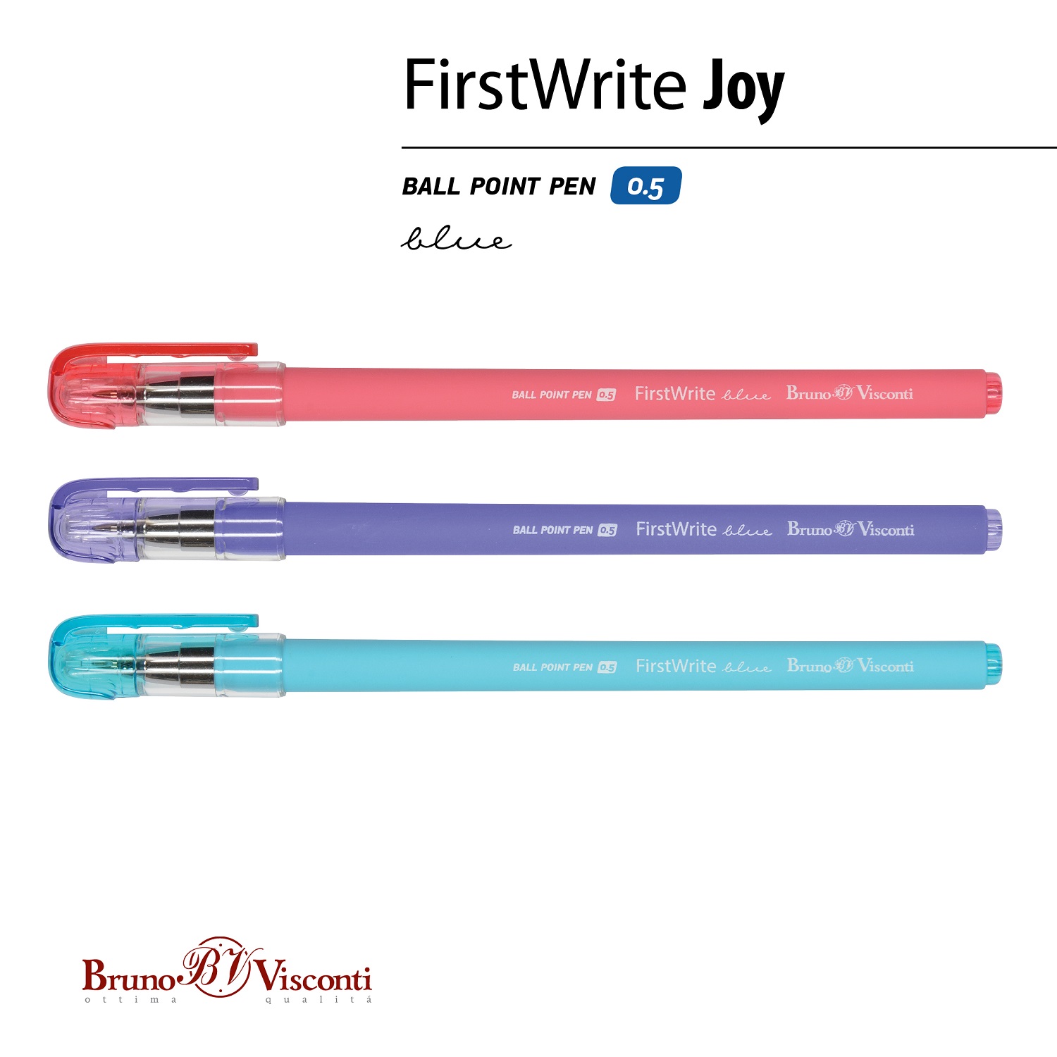 Набор из 5-ти шариковых ручек Bruno Visconti FirstWrite Joy синие - фото 4