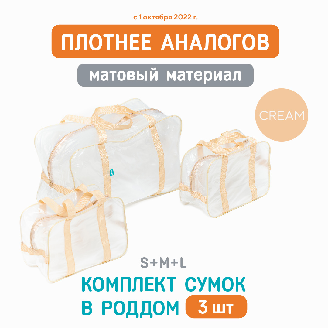 Сумка в роддом Wolli Матовый бежевый комплект 3 шт - фото 2