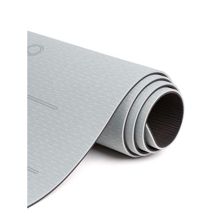 Коврик для йоги и фитнеса Hamsa Yoga TPE 183х61х0.6 см серый