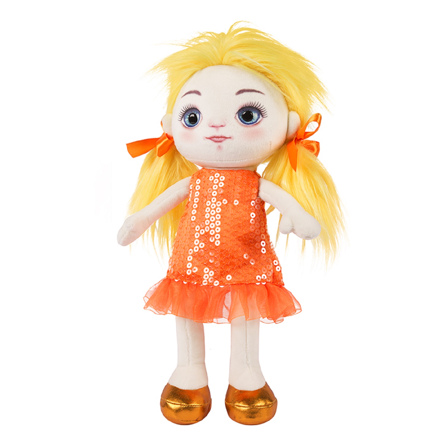 Игрушка мягкая Maxitoys Dolls Милена в оранжевом платье - фото 1