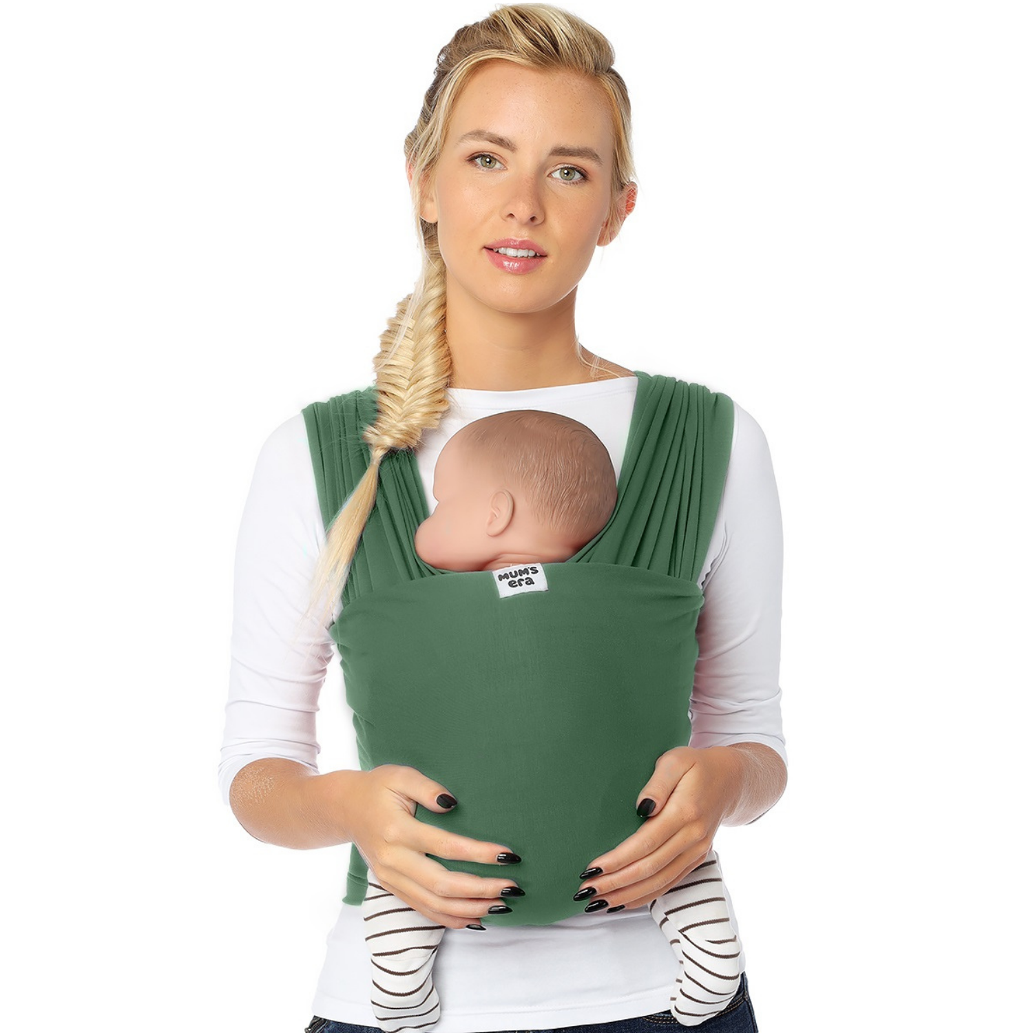 Слинг-шарф Mums Era Трикотажный «‎Бамбук» зеленый для новорожденных - фото 1