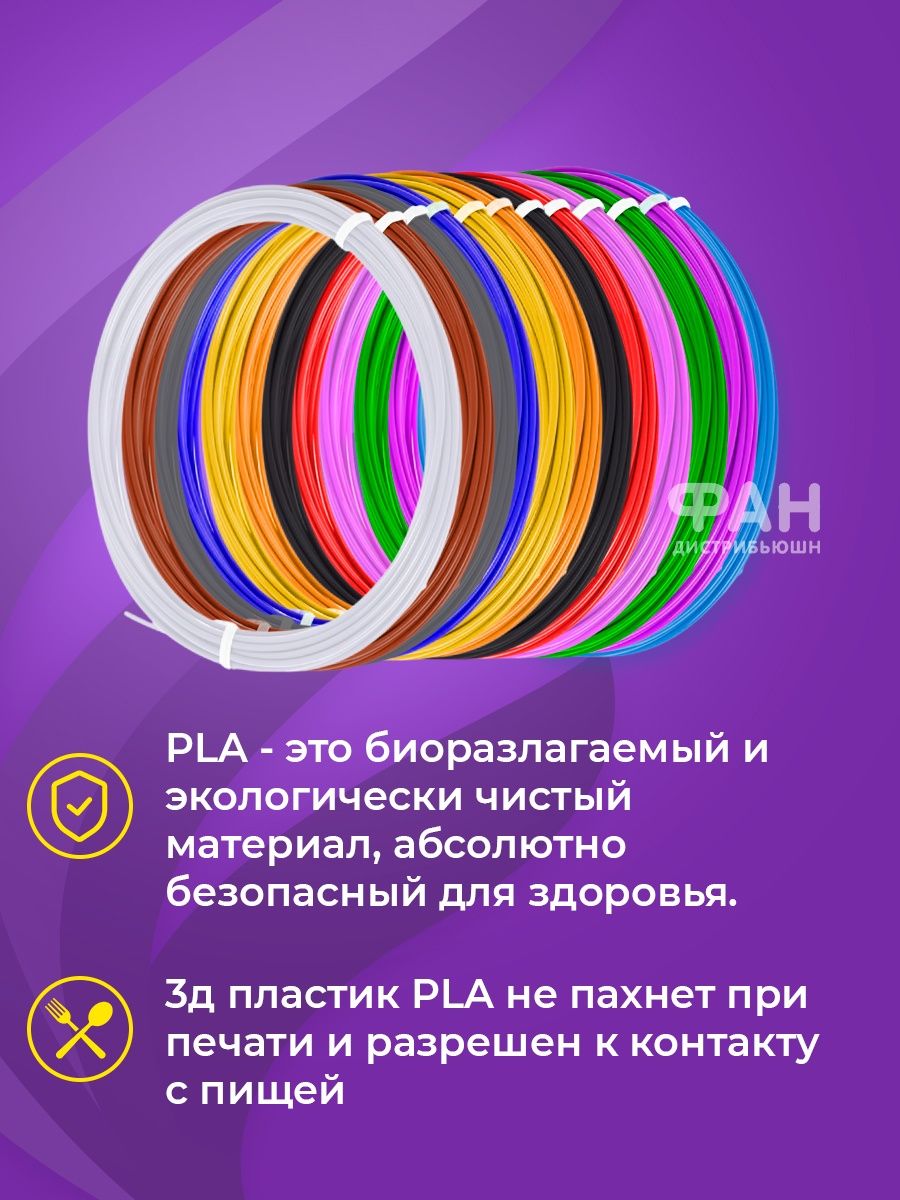 Набор для 3д ручек PLA Funtasy 12 цветов по 5 метров - фото 3