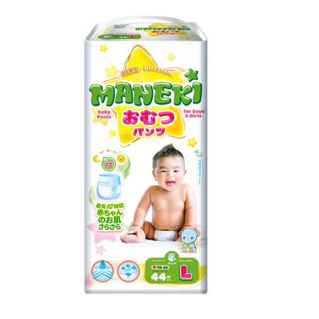 Подгузники-трусики Maneki детские L 9-14 кг 44 шт