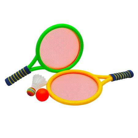 Игровой набор 1TOY 2 ракетки с сеткой волан и мячик