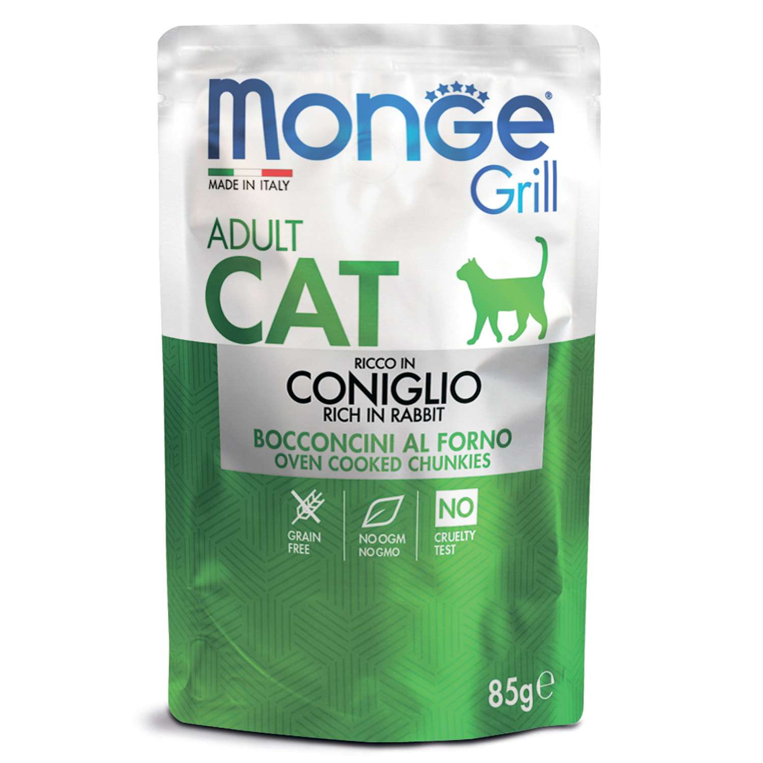 Корм для кошек MONGE Cat Grill итальянский кролик пауч 85г - фото 1