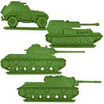 Набор фигурок Воины и Битвы Танки БА-64 и СУ-76 ИС-1 и ИСУ-152 цвет хаки