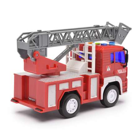 Пожарная машина Devik Toys c лестницей инерция (свет звук)1:20