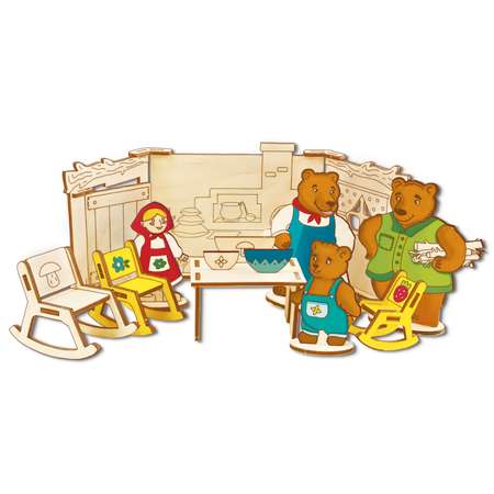 Раскраска PREZENT Три медведя кукольный театр деревянный 3D