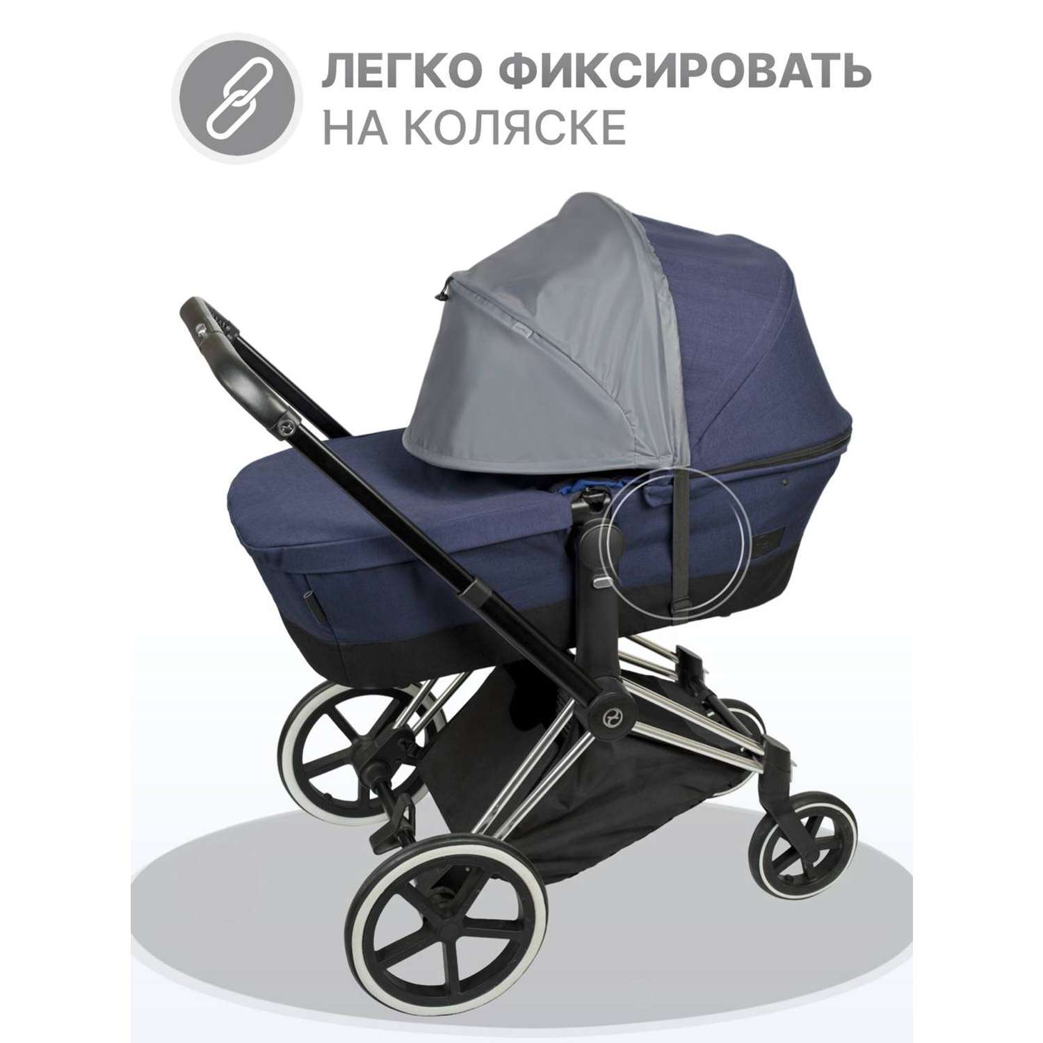 Козырек для коляски от солнца Buggykids Темно-серый 1К/001 - фото 5