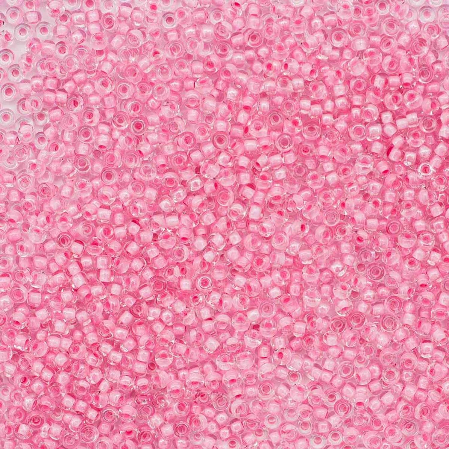 Бисер Preciosa чешский прозрачный с покрытием и цветным центром 10/0 20 гр Прециоза 38694 розовый - фото 1