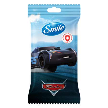 Салфетки Smile Cars антибактериальные 15шт в ассортименте