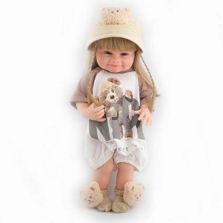 Кукла Junfa В летнем комбинезоне и соломенной шляпке